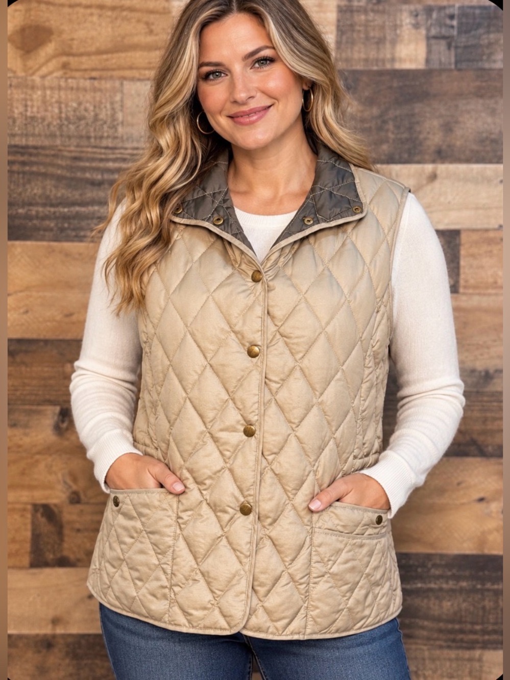 Eddie Bauer Women's Tan Brown Quilted Winter Puffer Vest XL Extra Large